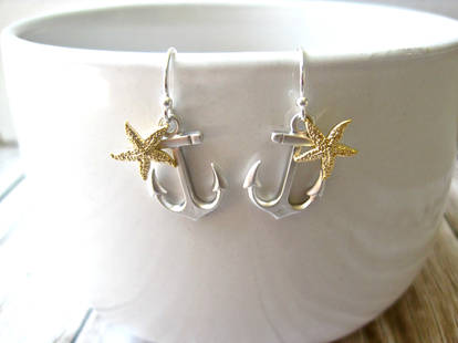 Nautical Anchor Starfish Earrings