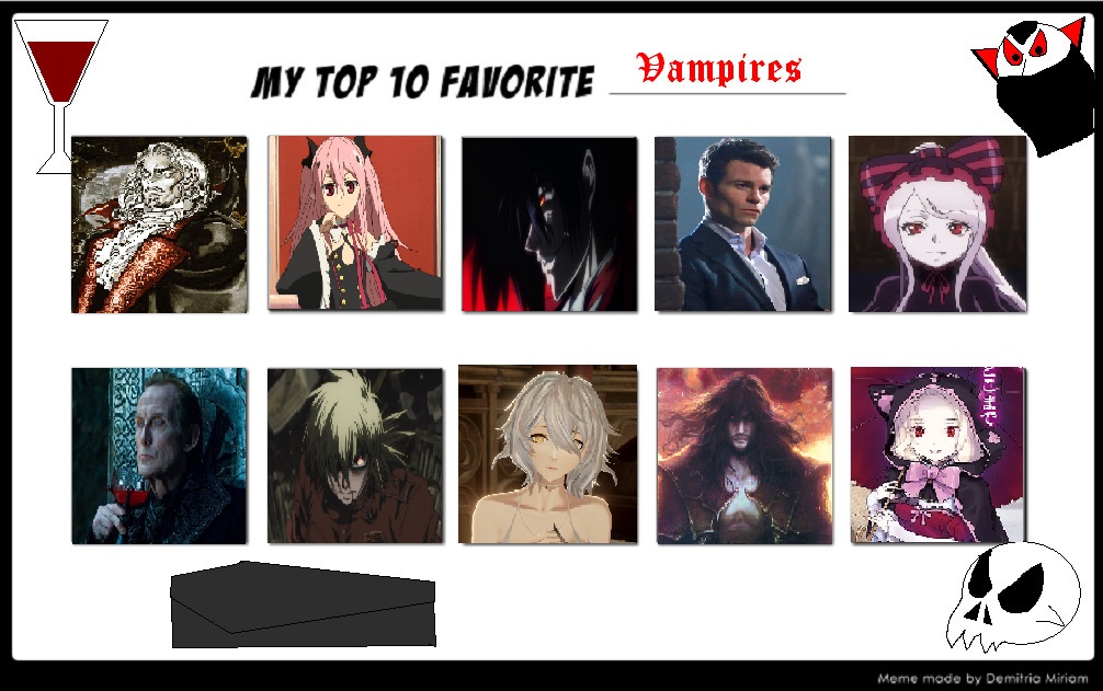 Vampire Poll My top 10 Vampires in various Media by LordTerrantos on DeviantArt