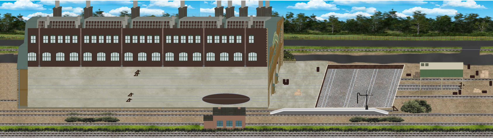 sodor steamworks full exterior/Interior background by ...