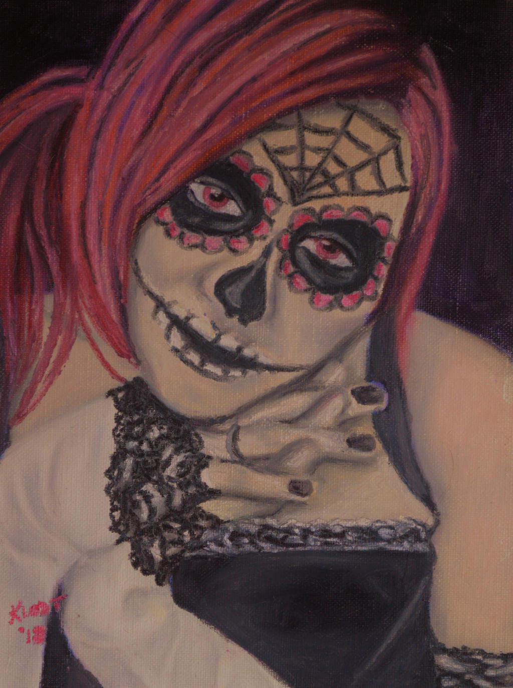 Sugar Skull in Oil Pastel