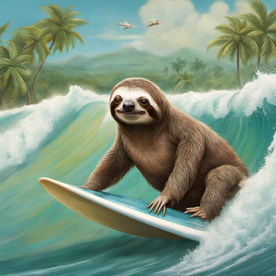Surfing Sloth by Renervent on DeviantArt