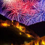 Fireworks Over a Mountain Castle