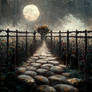 A Cobblestone Path Lined With Silver Roses 3
