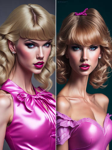 A stunning portrait of taylor swift as a graceful barbie doll on