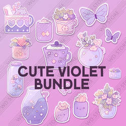 Cute violet Stickers - 12 stickers