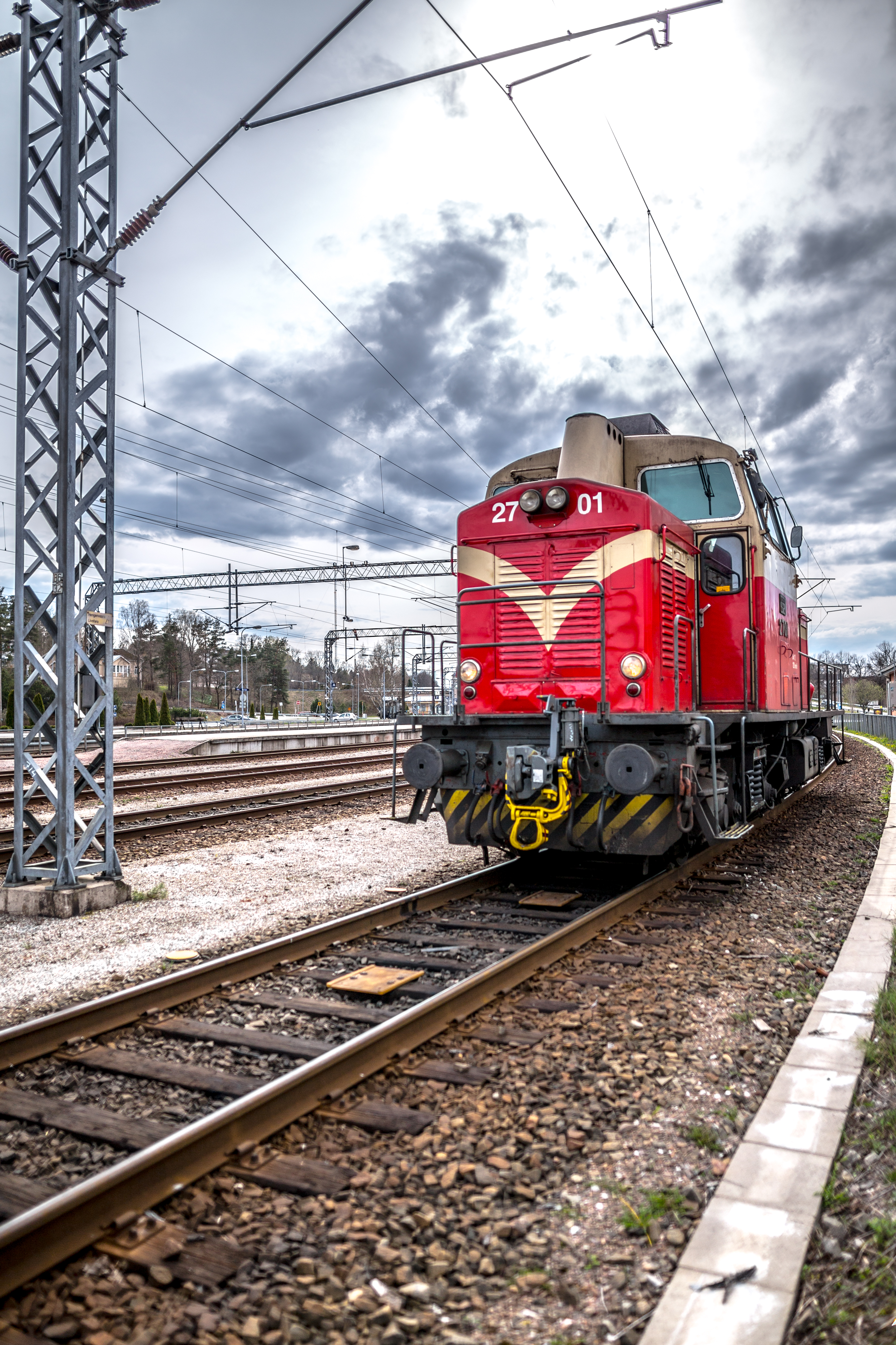 Train locomotive on the station