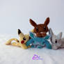 Eevee, Pikachu, Glaceon, Shiny Eevee Pocket Plush