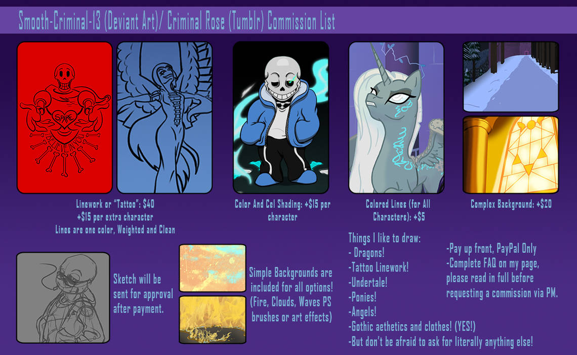 Commissions List by Smooth-Criminal-13 Commissions List by Smooth-Criminal-13