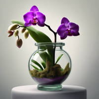 an orchid in a glass bottle