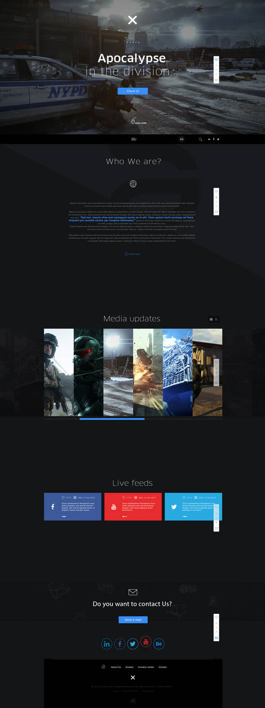 Onepage design for a small games studio.