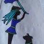 Girl and dog silhouette 