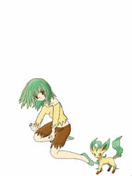 Eevee Evolution and trainer: Leafeon