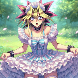 Yugi caught in a dress