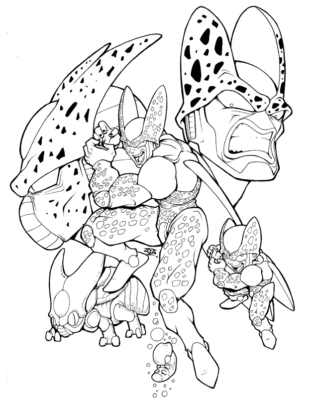 Dragon Ball Z Coloring Pages Cell Coloring And Drawing
