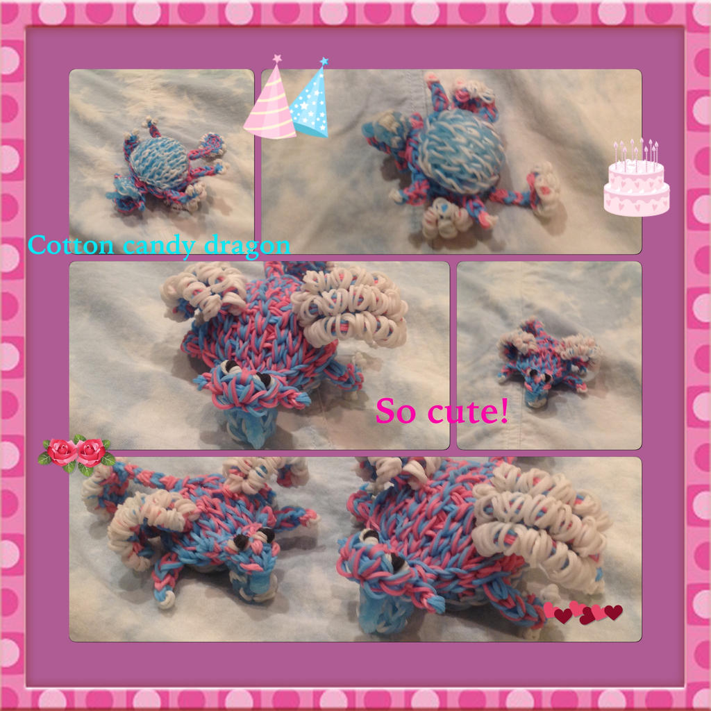 Rainbow loom cotton candy dragons