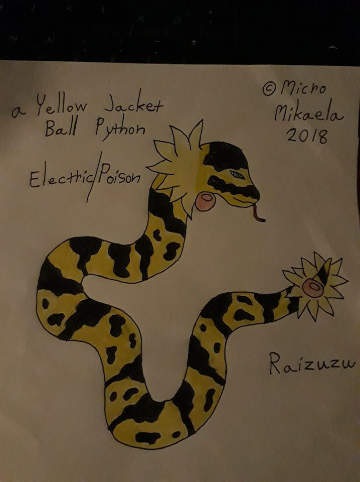 a Yellow Jacket Ball Python Fakemon by Mikusu-Chan on DeviantArt