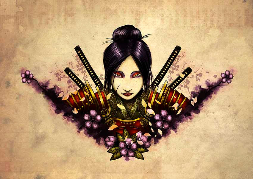 Female Samurai Tattoo Design by ManuDGI on DeviantArt