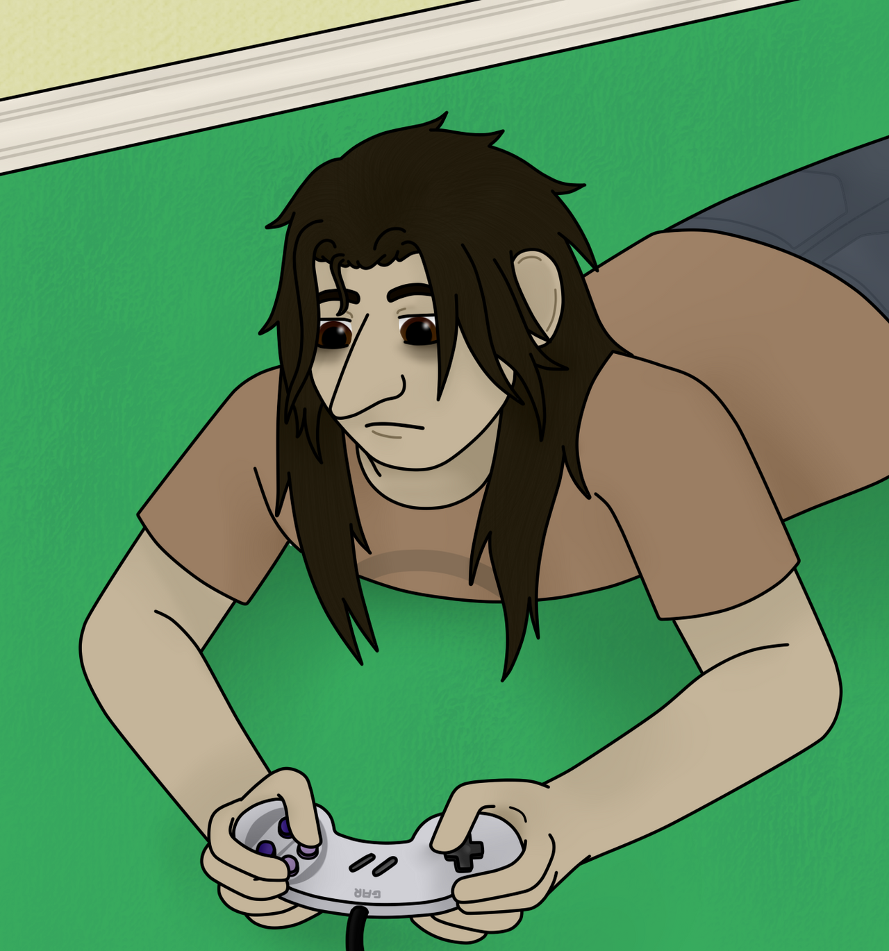 Larry Gaming On His Belly by drherbwest on DeviantArt