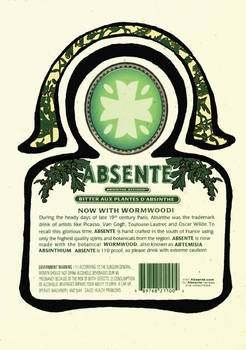 Asbente Absinthe label, back