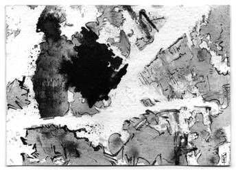 Postcard 10x15, marble dust, ink sumi on paper.