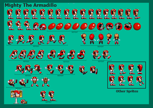 Sonic ATS/Mighty The Armadillo Sprite Sheet Remade