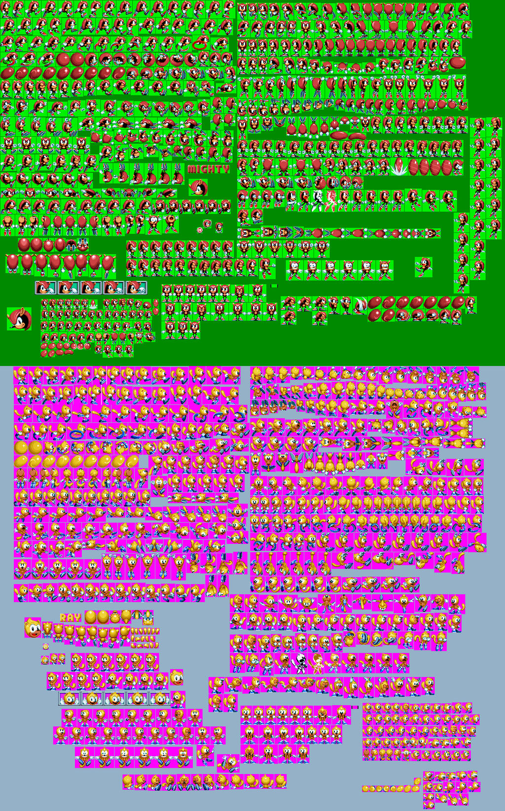 Sonic Mania Plus Full Mighty And Ray Sprite Sheet by RedactedAccount on