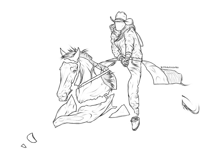 Barrel Racing Lineart (no bg) by BTPArtworks on DeviantArt