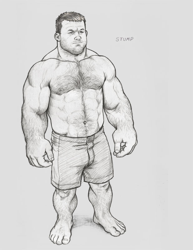 Stump in some fighting shorts