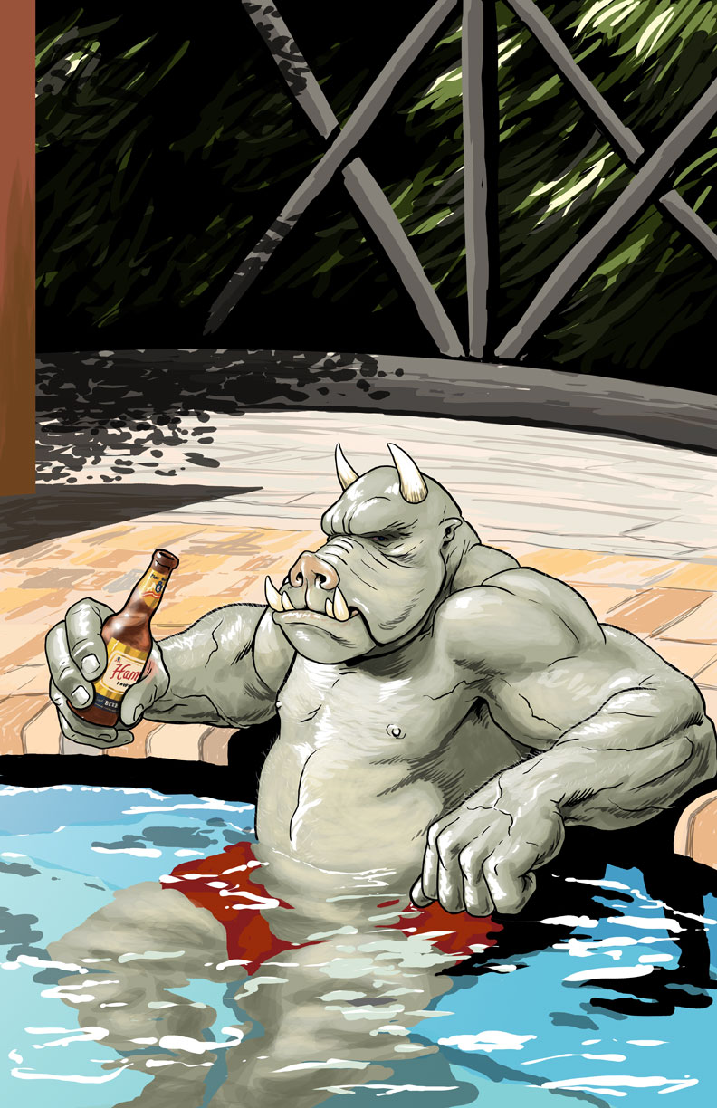 A Gamorrean relaxes at his hotel