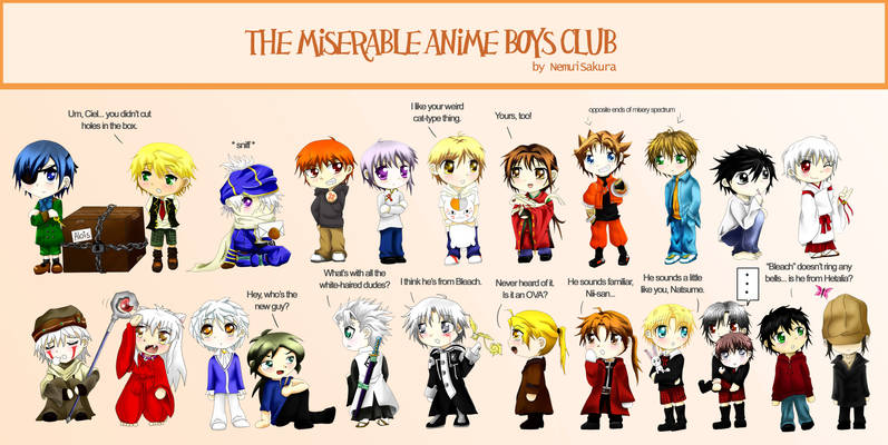 Miserable Anime Boys Lineup