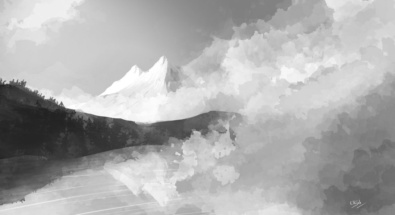 Mountain landscape Grayscale by Elhijah on DeviantArt