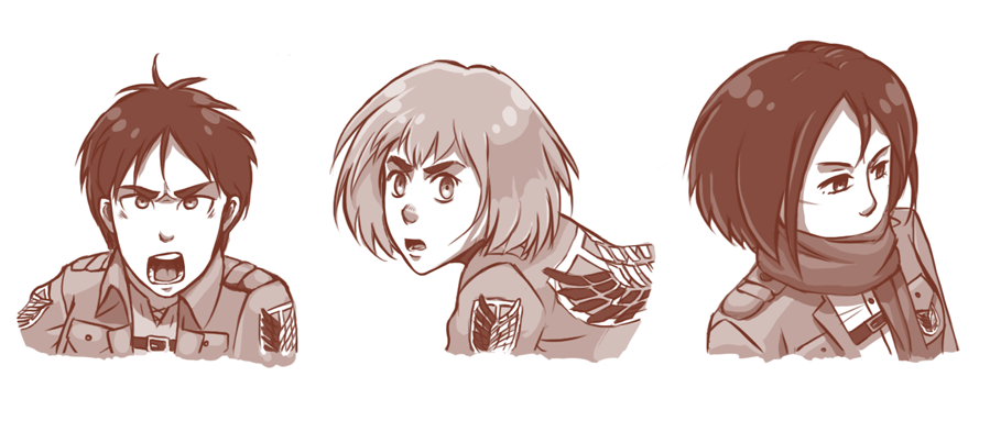 Shingeki no Kyojin - Eren, Armin and Mikasa