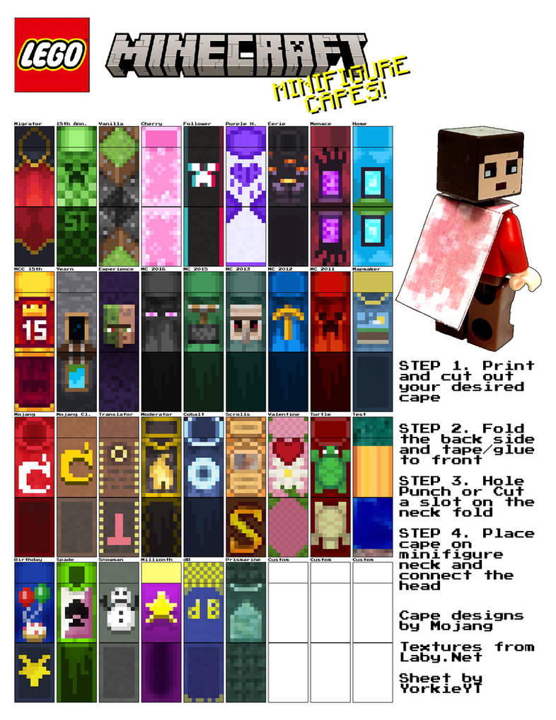 Lego Minecraft Printable Capes and Template by TheRealYorkieYT on