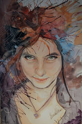 Whats in your head Laura Portrait watercolor