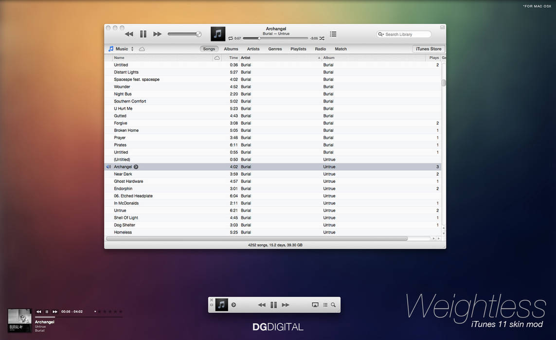 Weightless - iTunes 11 Interface Mod for Mac OSX by ison-trade
