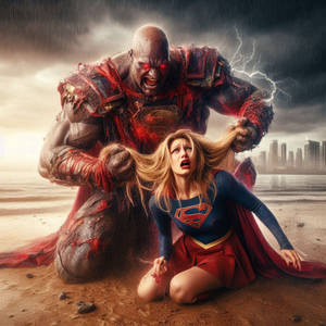 Supergirl Bloody Defeat - Beach Cliffs 20