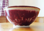 Burgundy Tree Themed Ceramic Bowl by pixelboundstudios