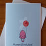 Chibi Squid with Balloon Birthday Card