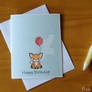 Chibi Fox with Balloon Birthday Card