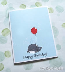 Chibi Whale with Balloon Birthday Card