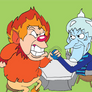 Heat and Snow Miser arm wrestling