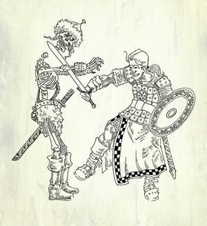 The skeleton and the warrior