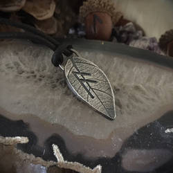 Rune Leaf Pendant in Silver by Mortuhm