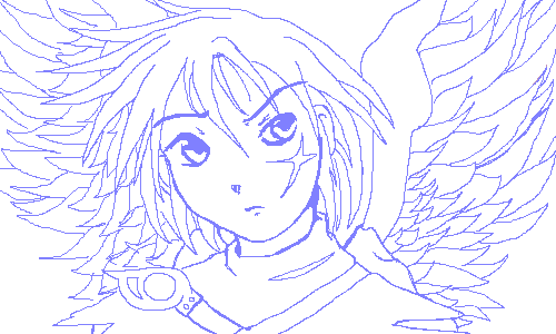 Cute Angelic Warrior, Line Art