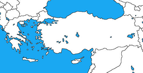 Blank map of Greece and Turkey