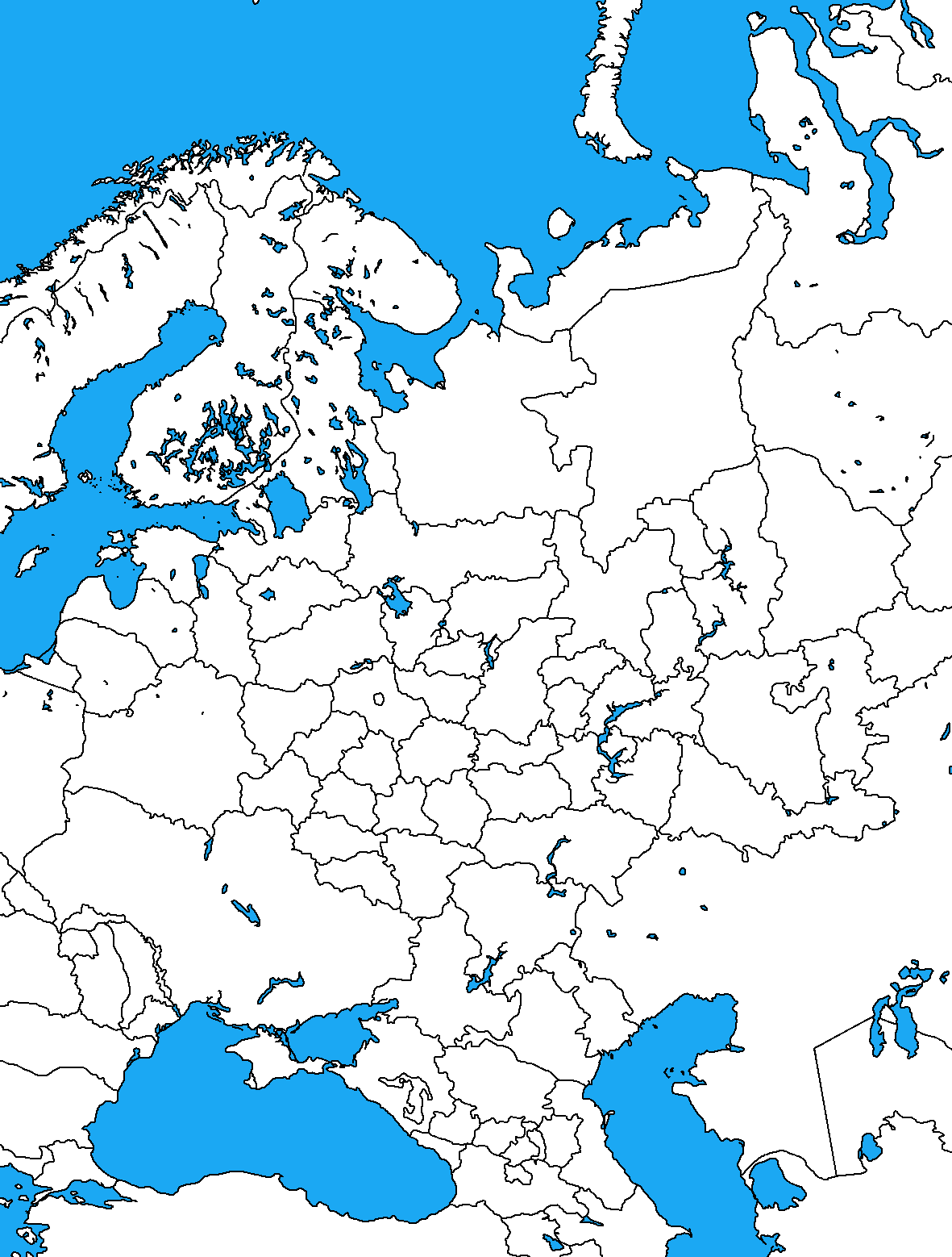 russia on map of europe