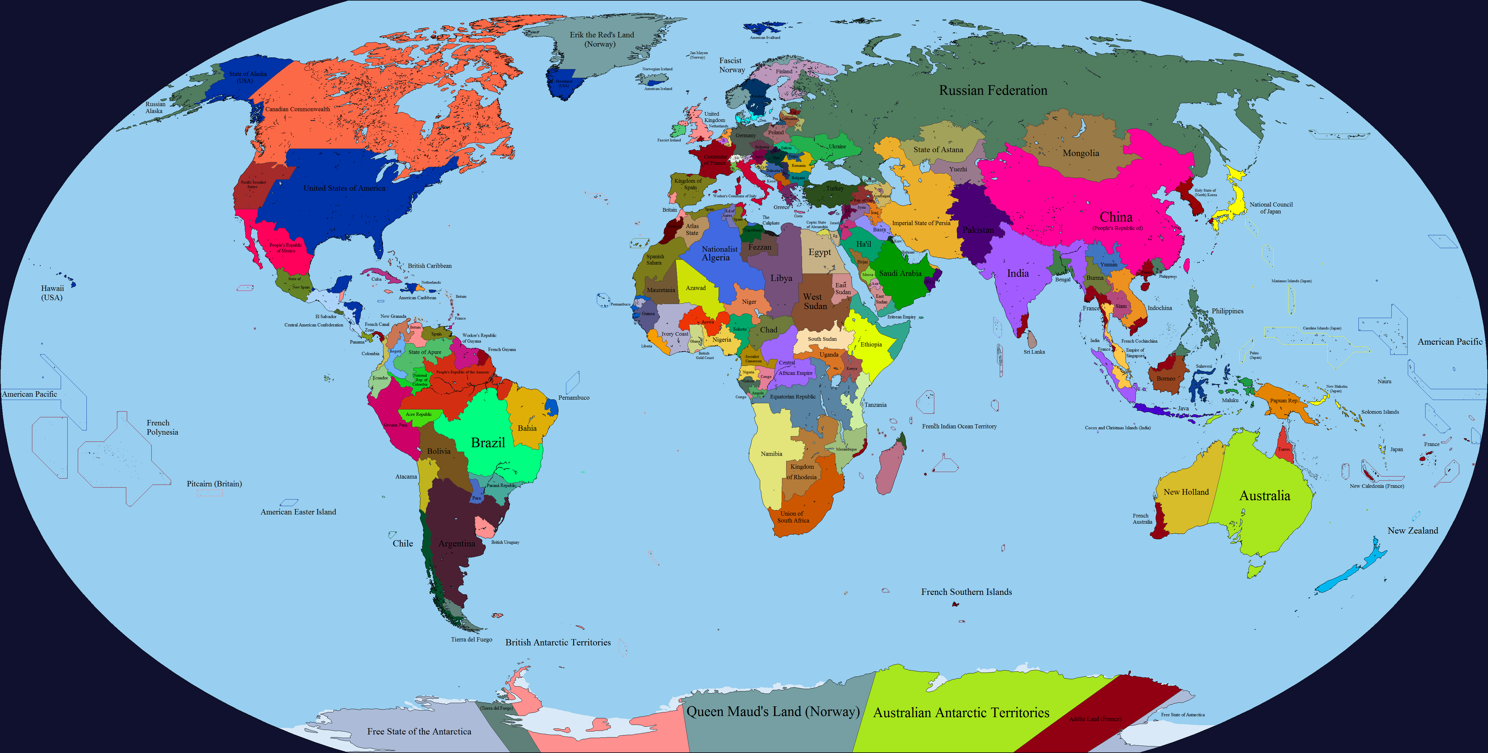 Другие страны видно. Мир в 2050 году карта.