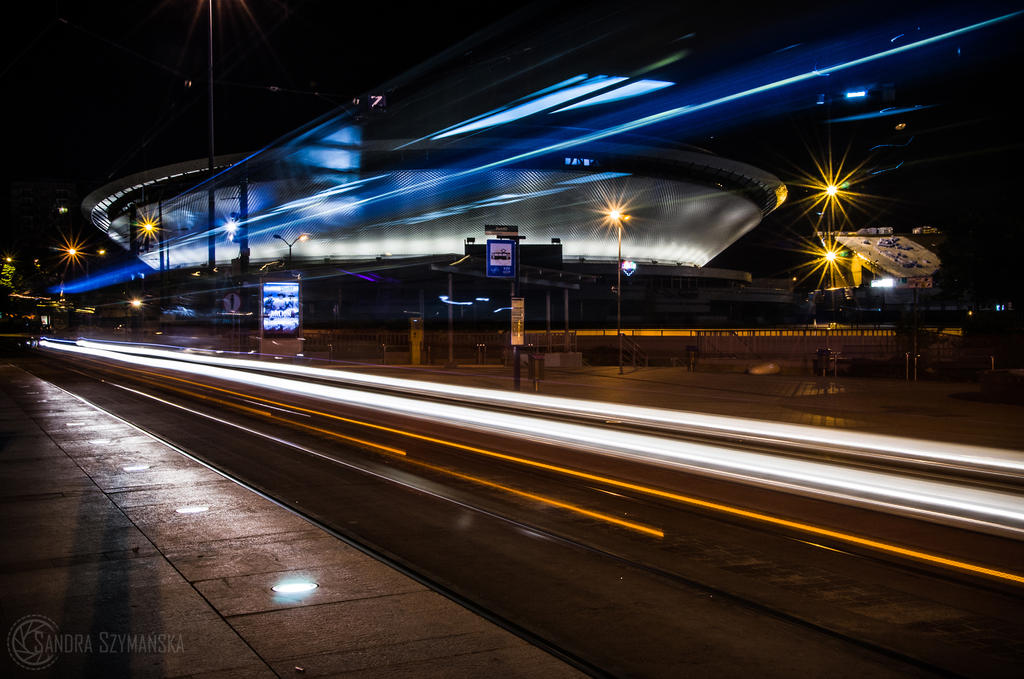 Night tram in Katowice