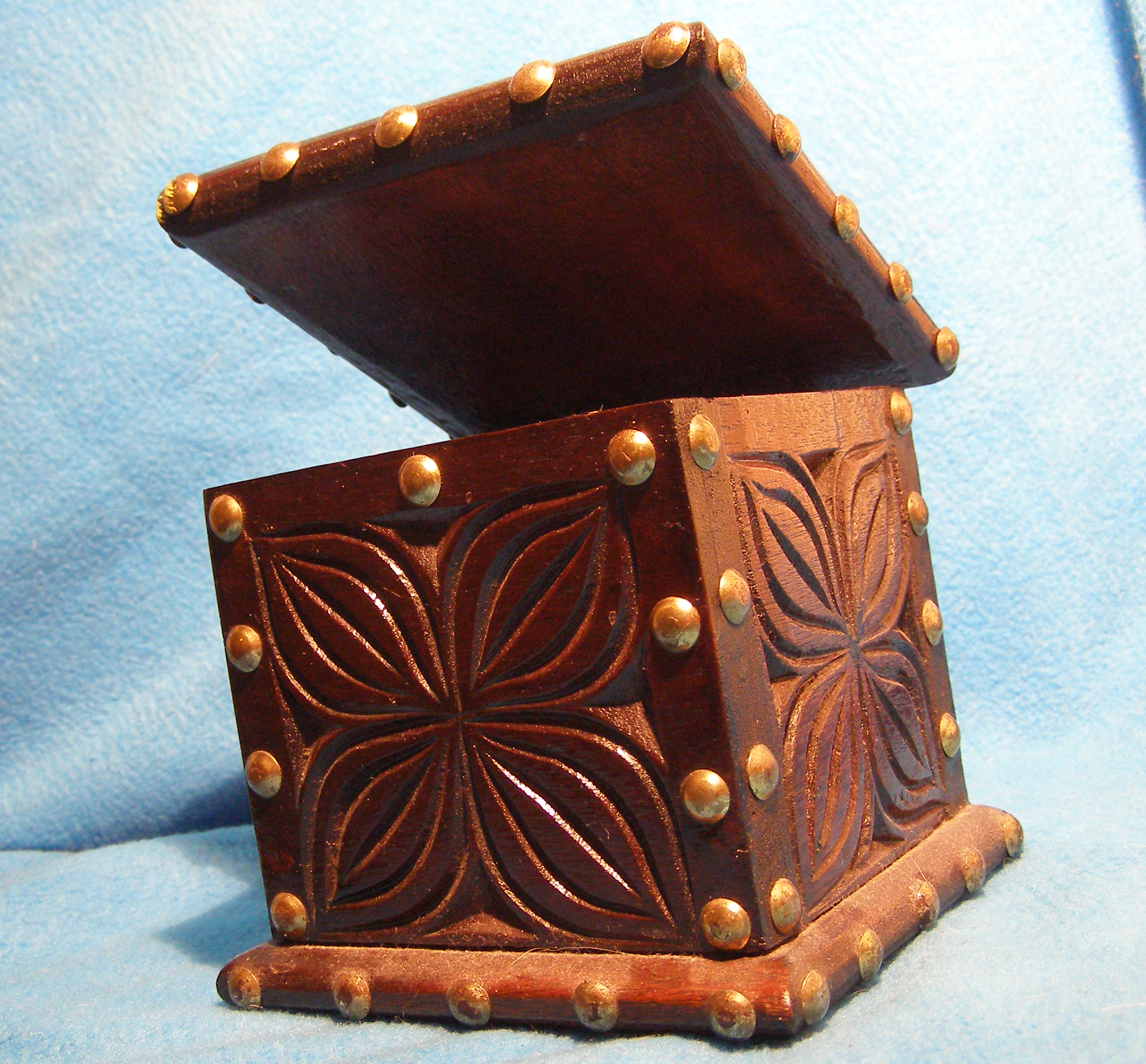 studded wooden box...