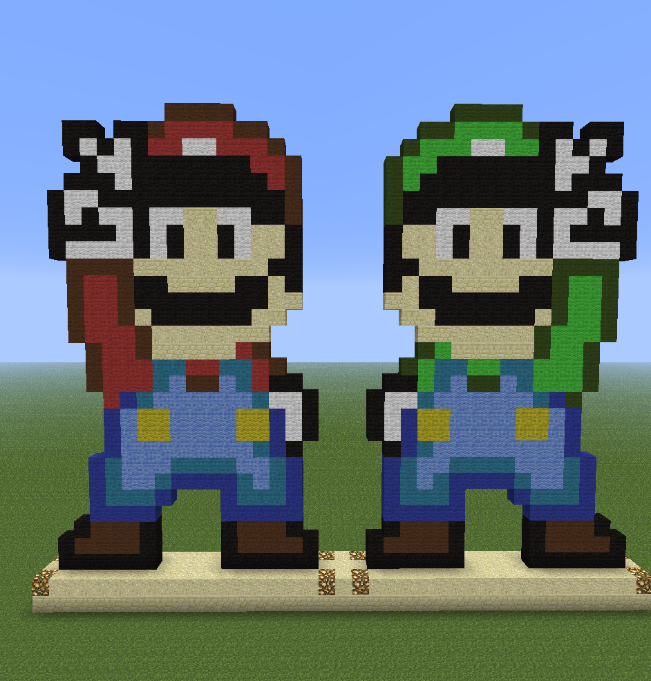 minecraft mario pixel art grid